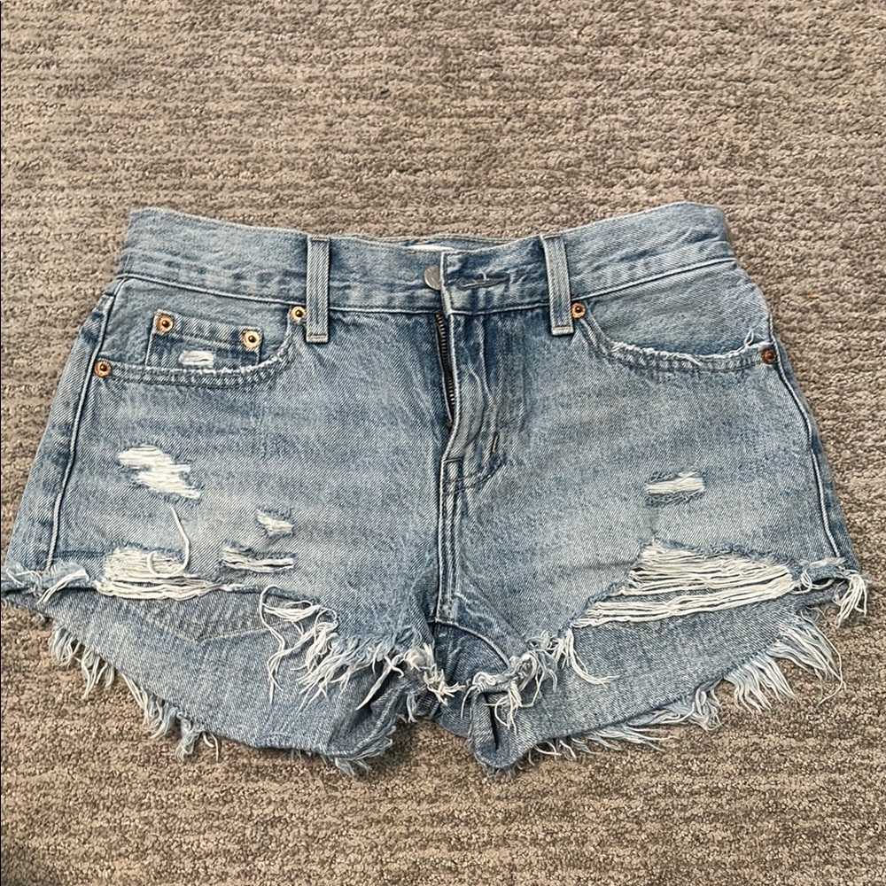 Pistola Blue Distressed Jean Shorts